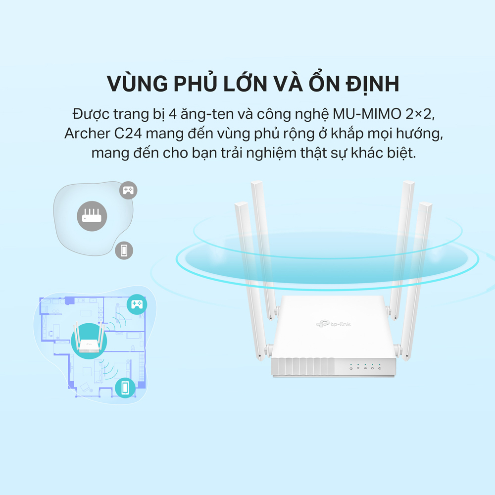 Bộ Phát Wifi Băng Tần Kép AC 750Mbps TP-Link Archer C24 \ TL-WR820N
