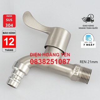 Vòi hồ inox 304, vòi máy giặt BH 1 Năm ren 21mm dễ dáng thay thế