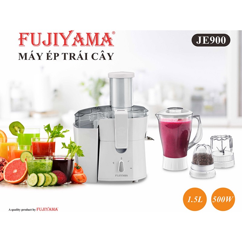 Máy Ép Trái Cây FUJIYAMA-JE900 + 3 cối xay, dung tích 1.500ml, công suất 500W, bảo hành 30 tháng