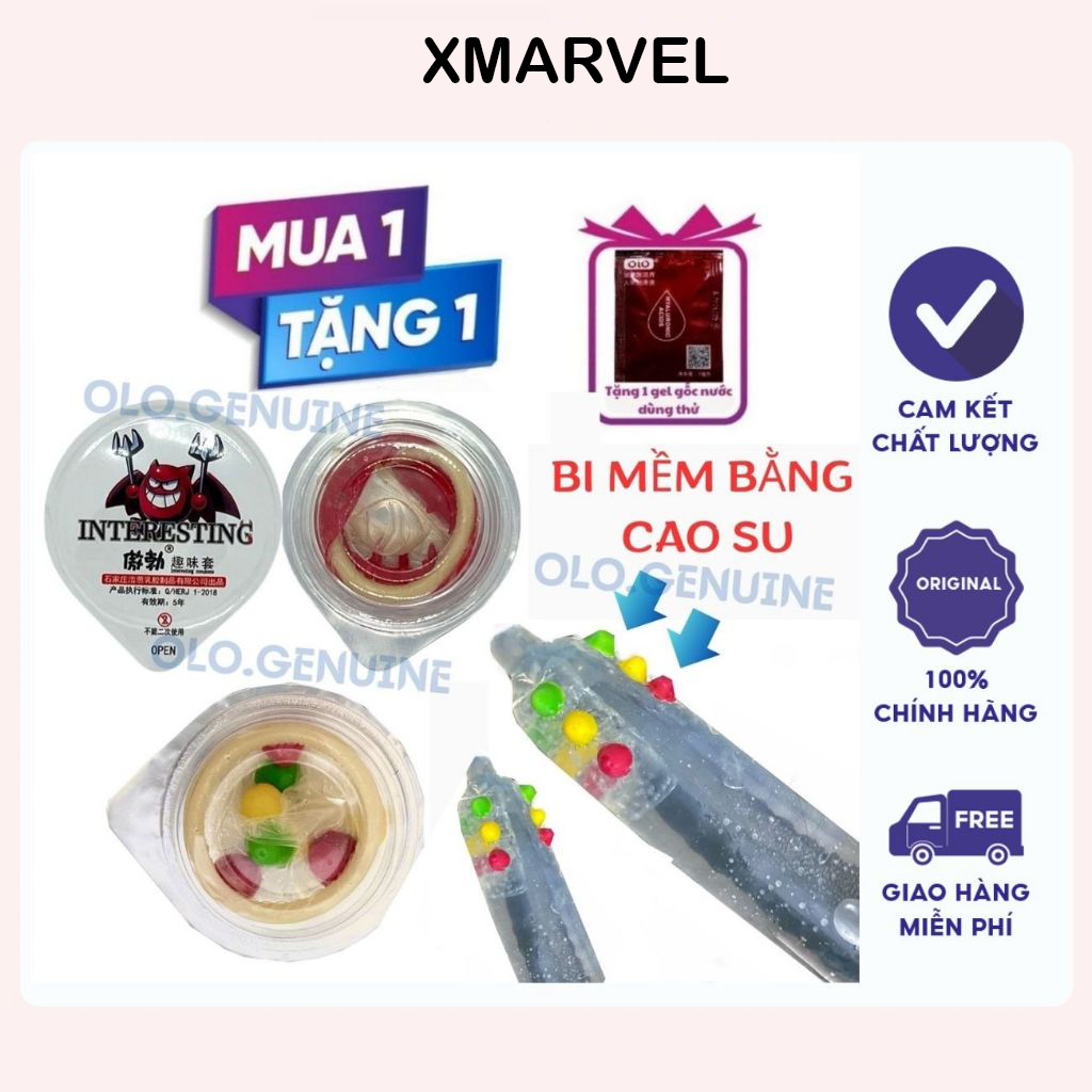 Bao cao su gai lớn 9 bi giúp tăng khoái cảm kéo dài thời gian Hộp 1 cái Bcs XMARVEL