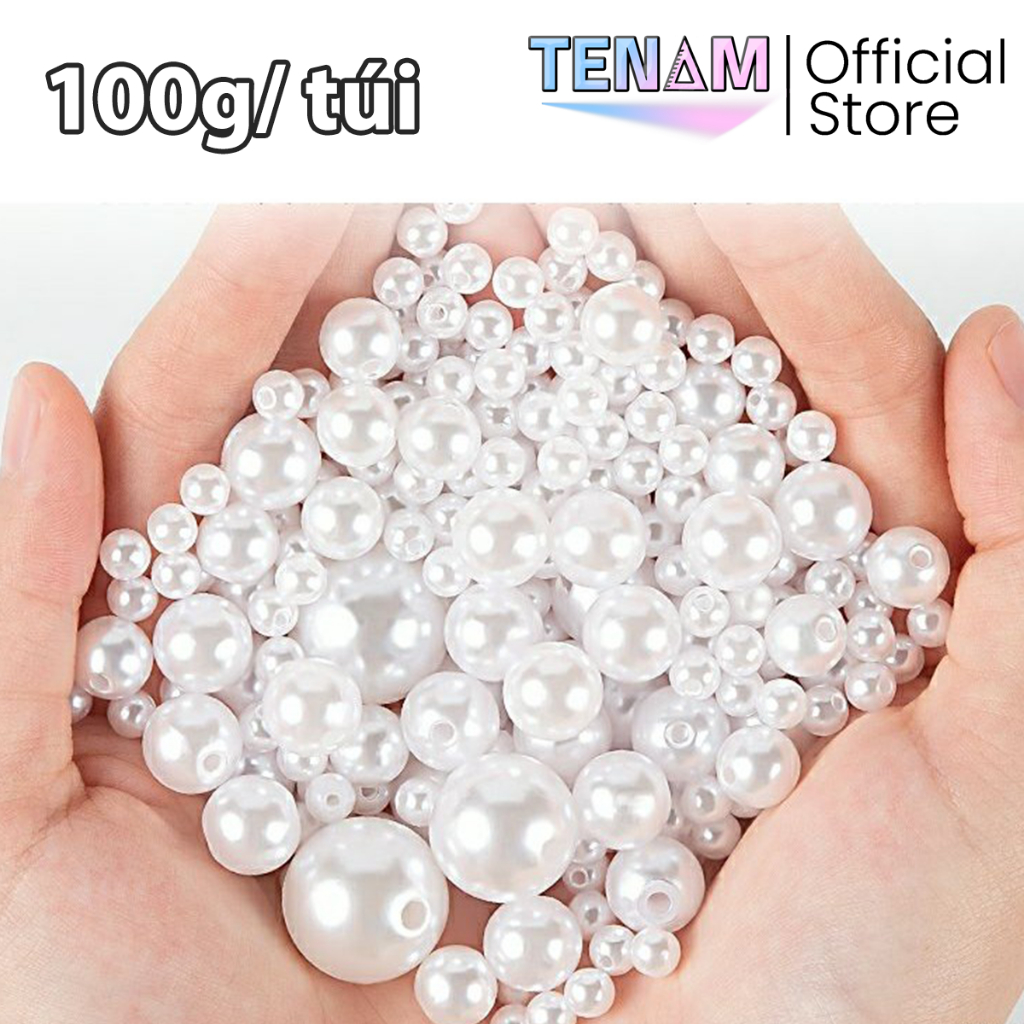 Hạt Ngọc Trai Nhựa Màu Trắng Trang Trí Hoa - Decor Đồ Handmade -Phân loại: Trắng/ Trắng Bóng