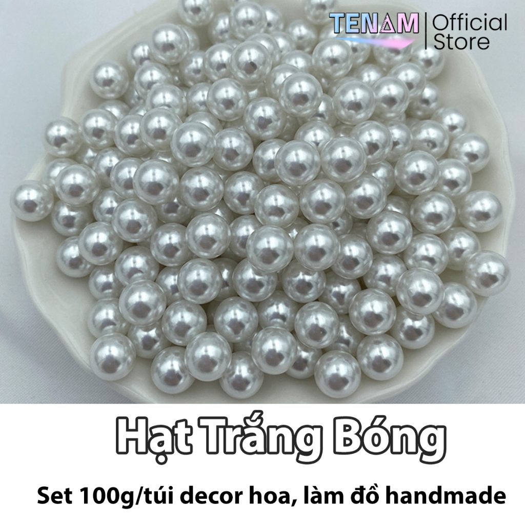 Hạt Ngọc Trai Nhựa Màu Trắng Trang Trí Hoa - Decor Đồ Handmade -Phân loại: Trắng/ Trắng Bóng