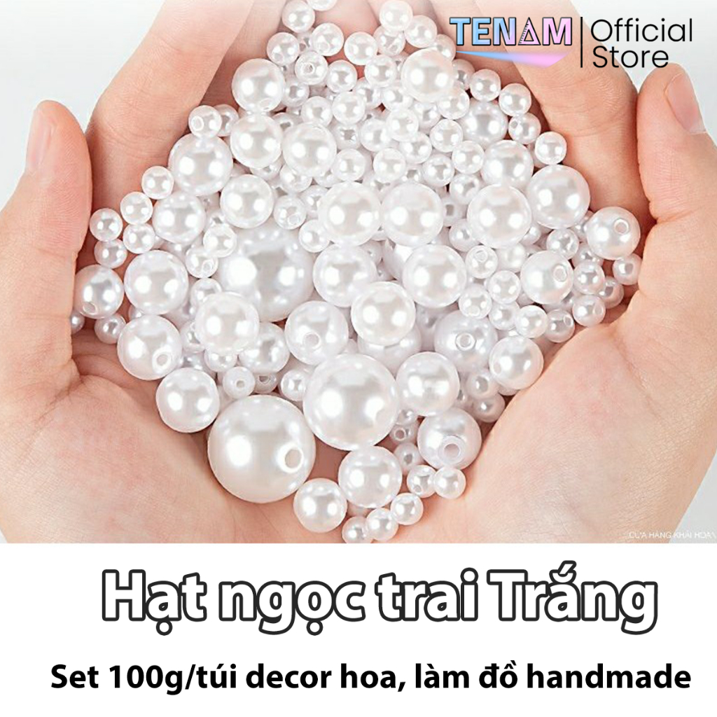 Hạt Ngọc Trai Nhựa Màu Trắng Trang Trí Hoa - Decor Đồ Handmade -Phân loại: Trắng/ Trắng Bóng