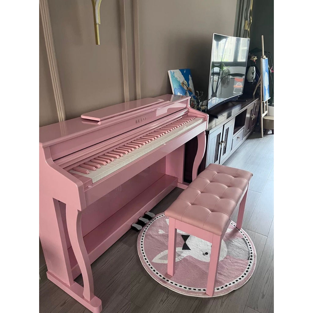 Đàn piano điện Hồng Kông Betsy B321 màu hồng phấn 88 phím, có ghế, pedal, giá đỡ, có thể kéo gọn thành bàn làm việc