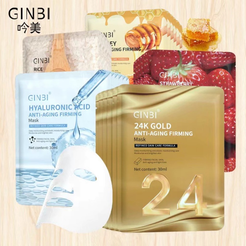 Mặt nạ giấy GINBI nội địa trung tinh chất trái cây dưỡng ẩm sáng da ngừa lão hoá mờ thâm nám tàn nhang
