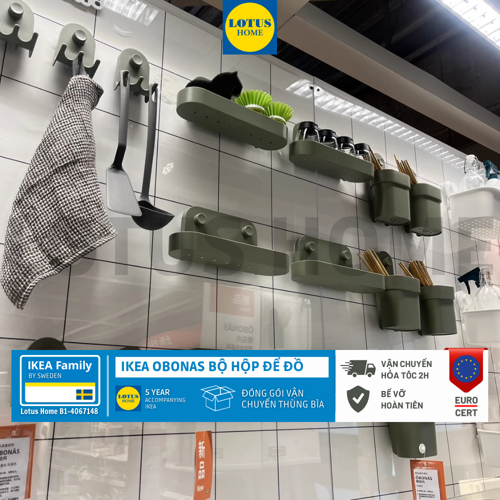 IKEA bộ dụng cụ để đồ nhà bếp IKEA OBONAS có màng hút chân không để gắn tường thiết kế tối giản hiện đại