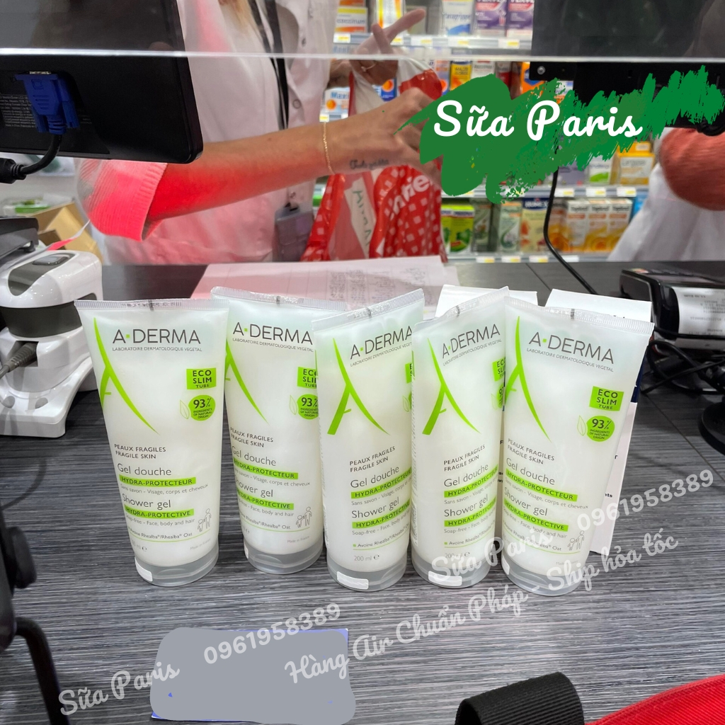 Sữa tắm Aderma giảm mụn lưng, cho da sáng mịn hàng hàng nội địa pháp_Sữa Paris Aderma