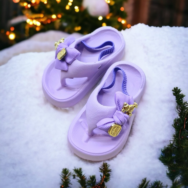 Dép bánh mì xỏ ngón chống nước đế cao cho bé gái chữ Love siêu dễ thương