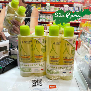 Dầu tắm A-Derma exomega Control Emollient Shower Oil - dành cho da cơ địa, da khô, chàm sữa_Sữa Paris Aderma