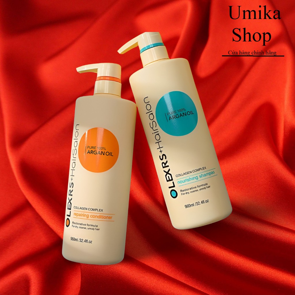 Cặp Dầu Gội Xả Olexrs Hair Salon 960ml cho tóc khô xơ, hư tổn, tóc gàu, ngăn rụng tóc, kích thích tóc mọc siêu mềm mượt
