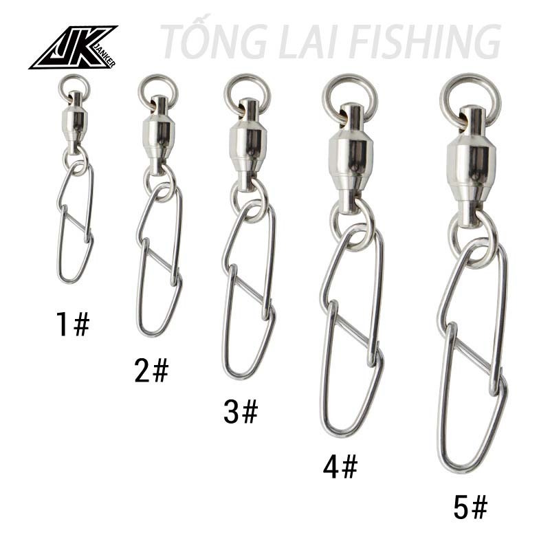 JANKER JK HLBBS, Khóa link đôi kết hợp ổ bi xoay câu cá kiểu Nhật Bản, thép 304 không gỉ