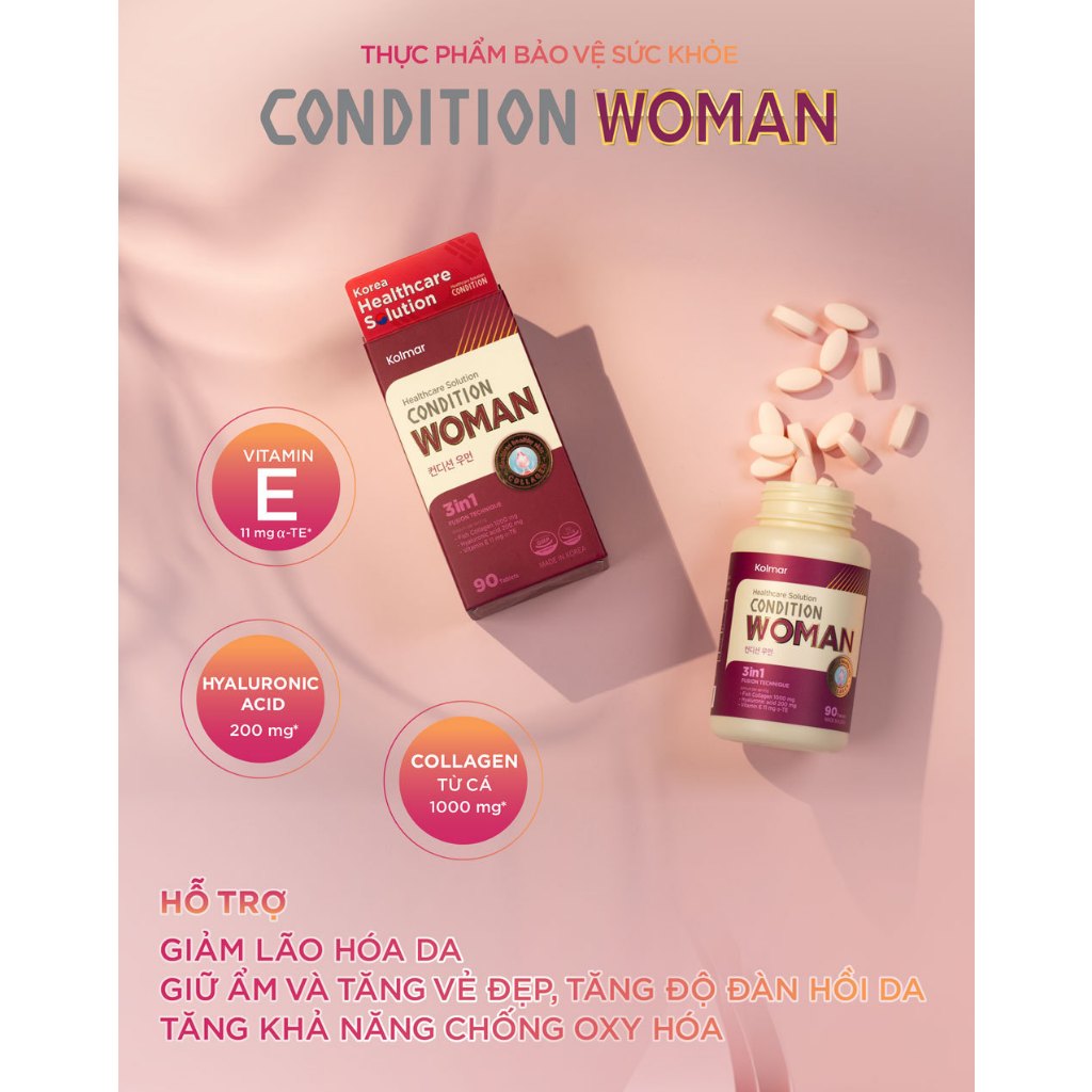 [Kolmar] Thực Phẩm Bảo Vệ Sức Khỏe CONDITION WOMAN - Hộp 90 Viên uống collagen