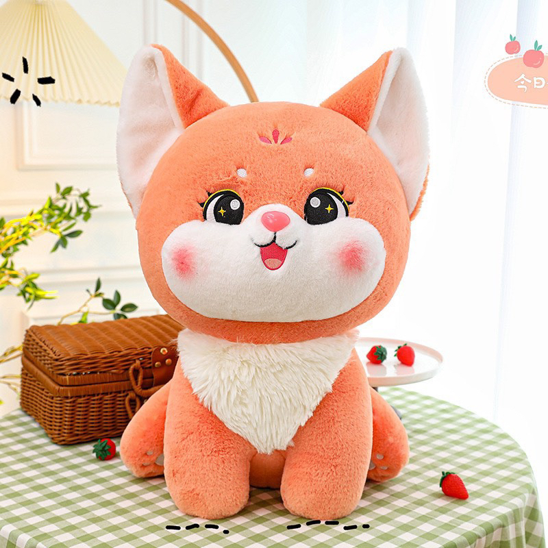 Gấu Bông Hồ Ly Cam Quàng Khăn Siêu Cute, Thú Nhồi Bông Hồ Ly Cam