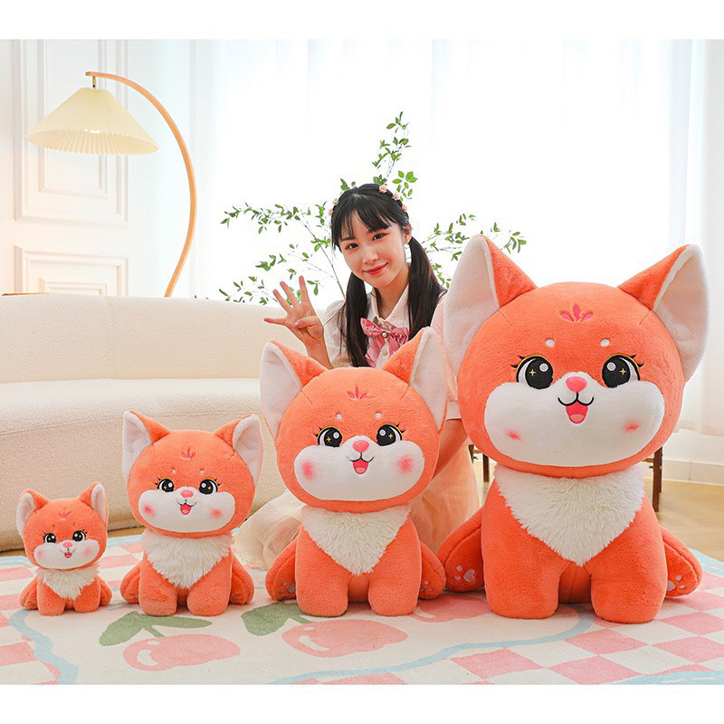 Gấu Bông Hồ Ly Cam Quàng Khăn Siêu Cute, Thú Nhồi Bông Hồ Ly Cam