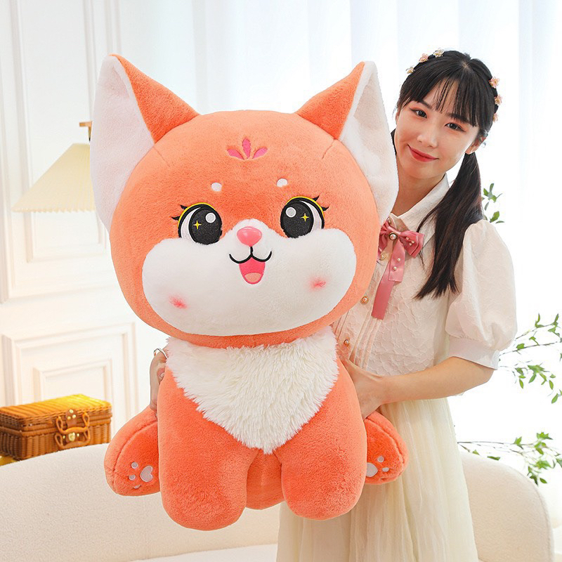 Gấu Bông Hồ Ly Cam Quàng Khăn Siêu Cute, Thú Nhồi Bông Hồ Ly Cam