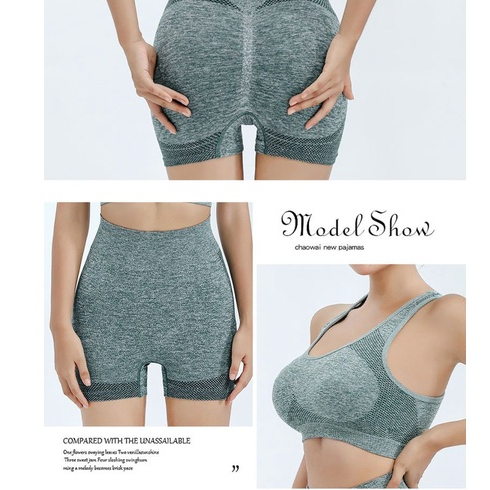 Bộ Đồ Tập Gym Yoga Nữ Áo Bra Có Sẵn Mút Nâng Quần Short Co Giãn Siêu Thấm Hút Đồ Tập Thể Thao Nữ Dệt Kim Không Đường May