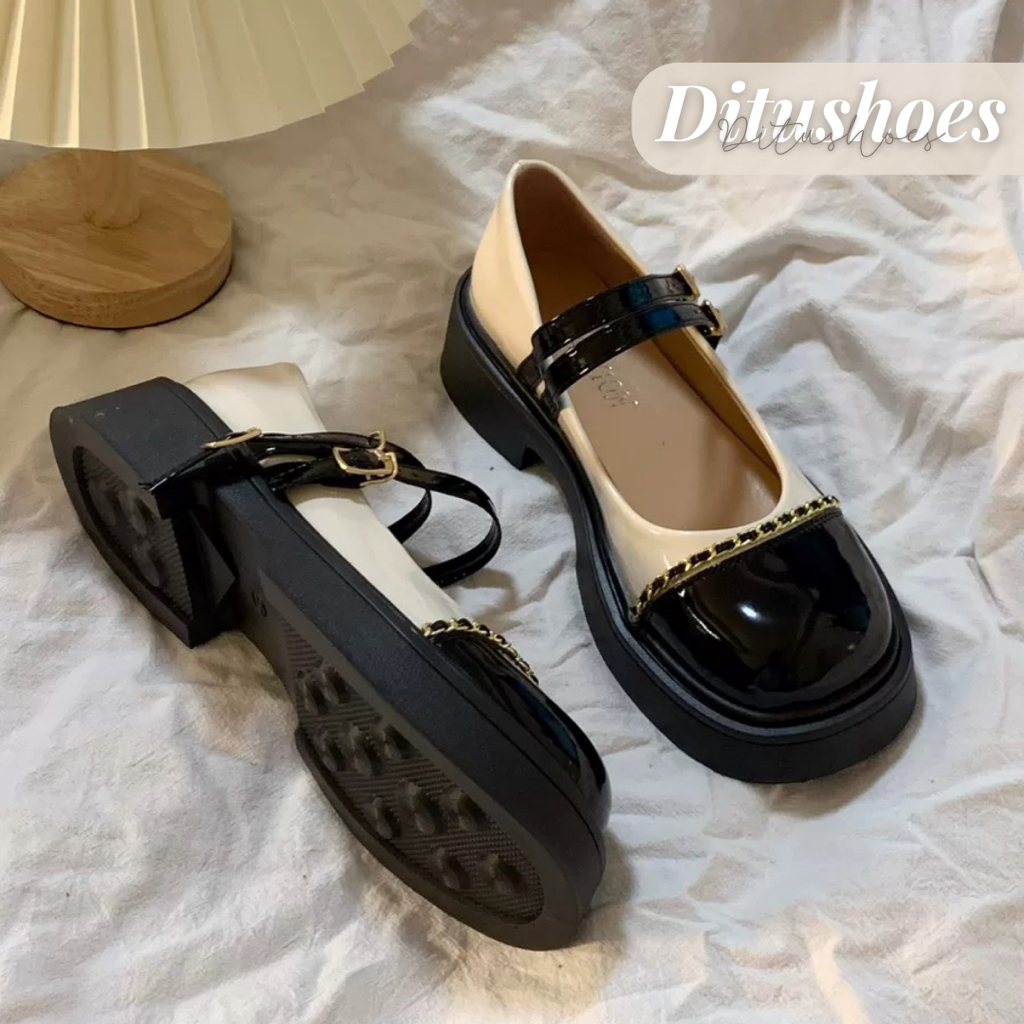 Giày búp bê nữ Mary Jane lolita đế PU 3 cm siêu nhẹ siêu xinh nhà DITU k02