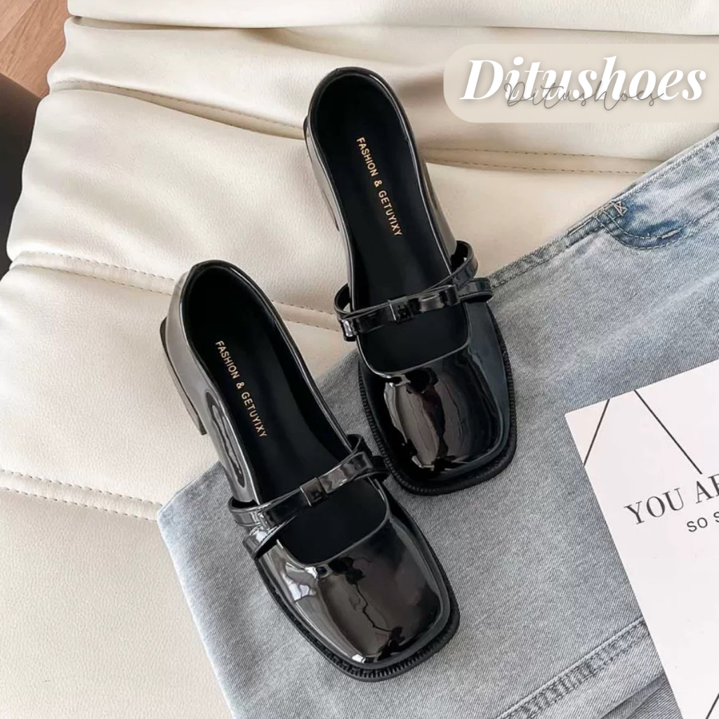 Giày búp bê nữ thắt nơ Mary Jane lolita đế 3cm siêu sang DITUSHOES D01