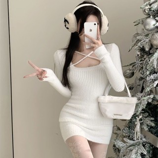[Loại 1] Váy len lông body Noel giáng sinh ôm body đan dây ngực sexy mềm mịn tôn dáng