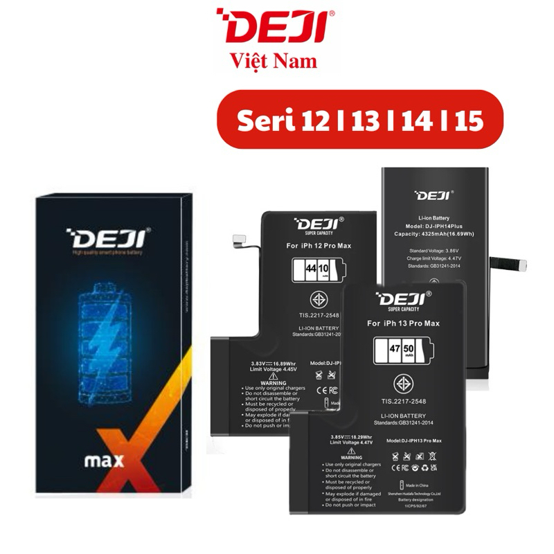 Pin Deji Dung Lượng Siêu Cao Điện Thoại Táo Dòng 12/13/14/14P/14PRM/15/15PRM Bảo Hành 12 Tháng