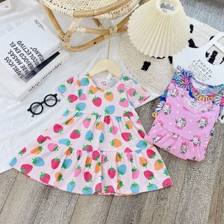 Đầm váy cộc cotton bé gái - váy cotton xuất mềm,mát thấm hút mồ hôi