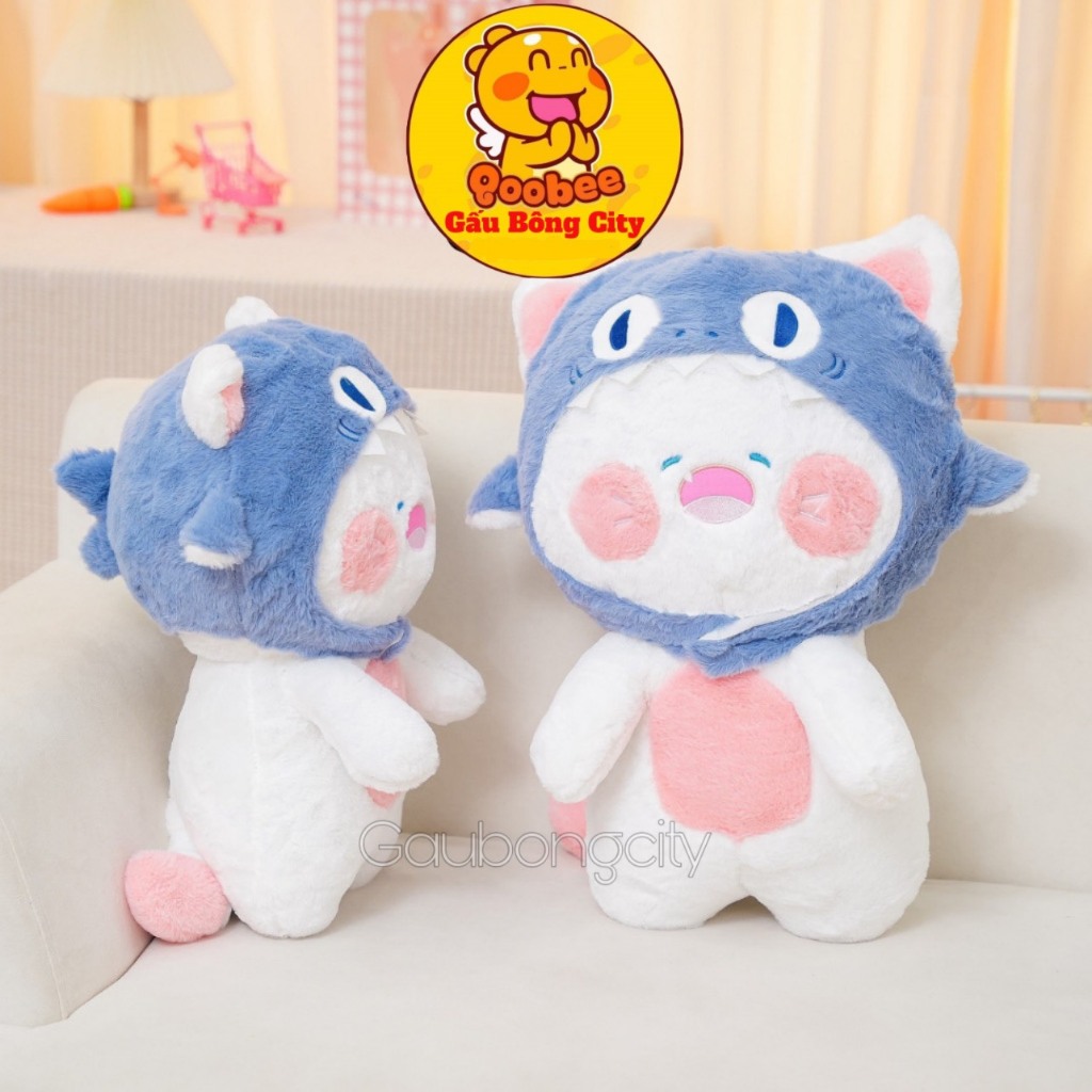 Gấu Bông Mèo Dudu Mũ Cá Mập - Gấu Bông Mèo Dudu Cởi Được Mũ Đồ ChơiHottrend Gấu Bông City