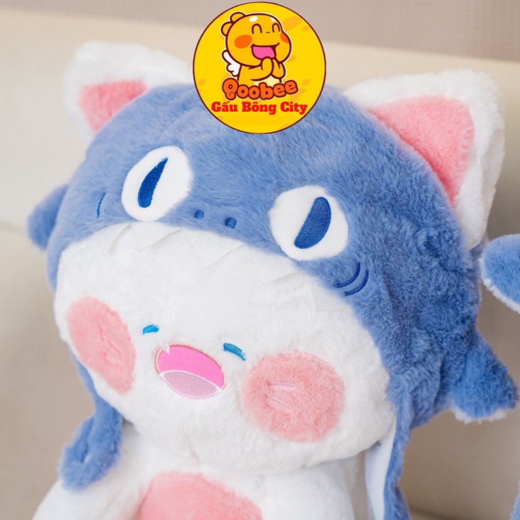 Gấu Bông Mèo Dudu Mũ Cá Mập - Gấu Bông Mèo Dudu Cởi Được Mũ Đồ ChơiHottrend Gấu Bông City