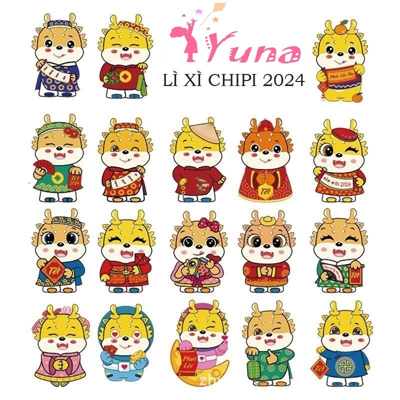 Combo 50 bao lì xì chipi hoạt hình tết lì xì chibi mẫu mới đẹp dễ thương