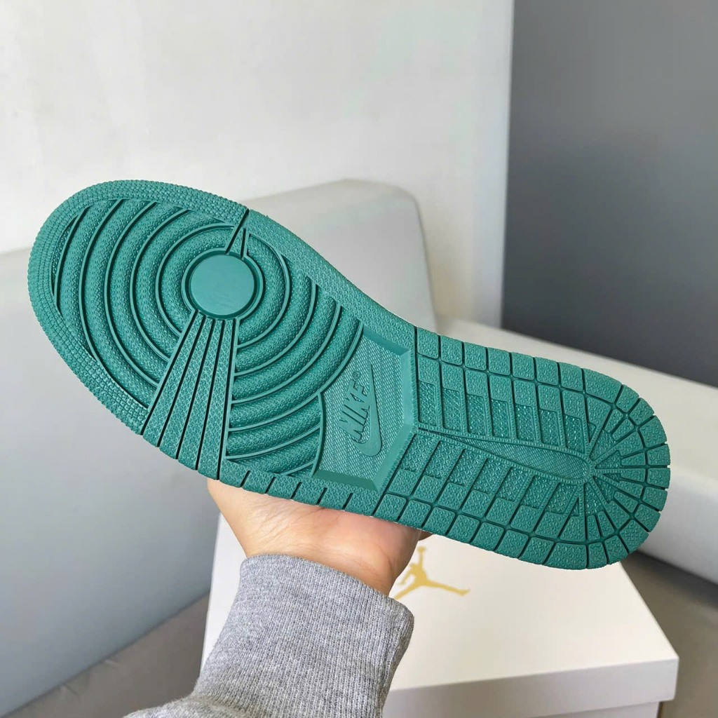 Giày Sneaker _Jordan Low 1 Mystic Green Cổ Thấp Đen Trắng gót Xanh,Giày Thể Thao JD Đen Xanh Lá Bản Cao Cấp