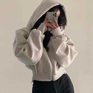   FREESHIP 50K  Áo Khoác Nỉ Ngoại Croptop Tay Bồng Nhiều Màu Áo Khoác Nỉ Zip Lửng 