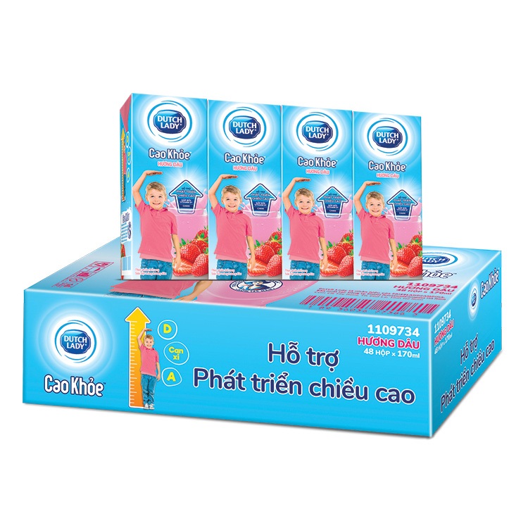 Sữa tươi tiệt trùng Dutch Lady cao Khỏe có đường - Lốc 4 hộp 170ml