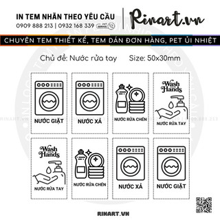 Combo 100 tem dán tiện dụng, tem nước giặt, nước xả, nước rửa chén, nước rửa tay