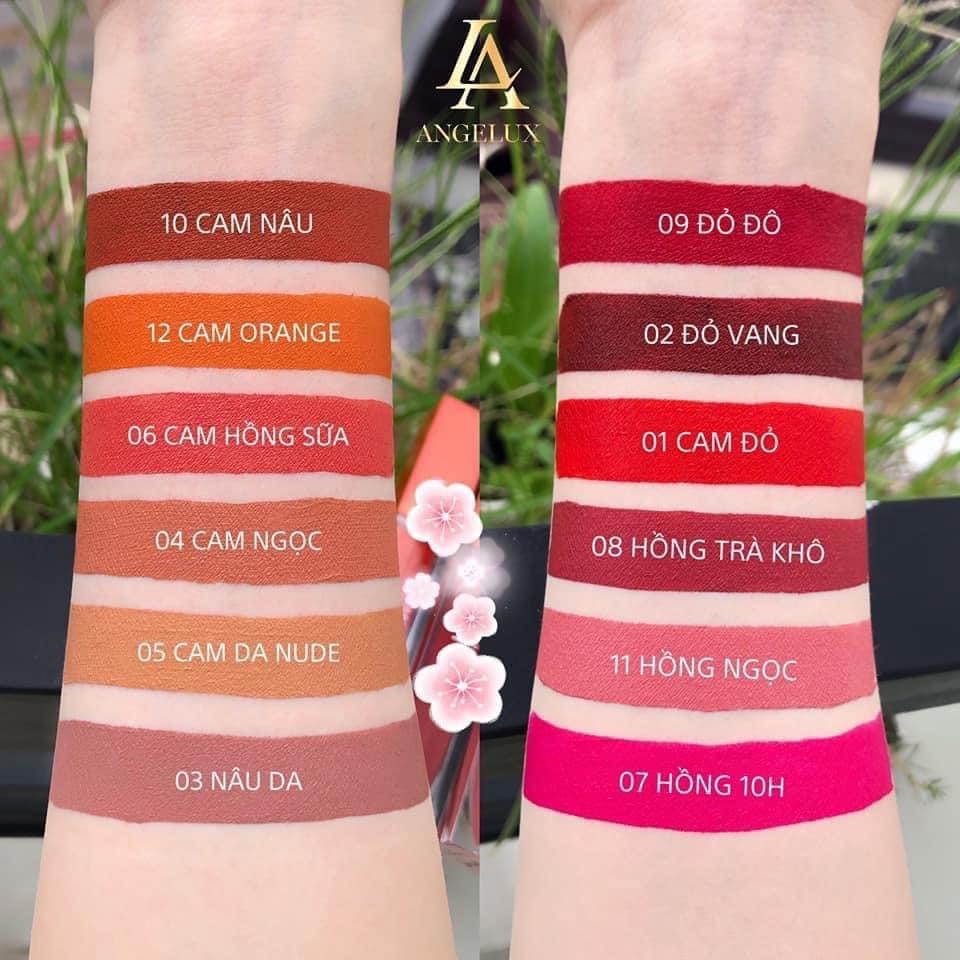 Son Kem Lì Angelux 24h Water Proof Nhiều Màu 20g Chính Hãng New 2023