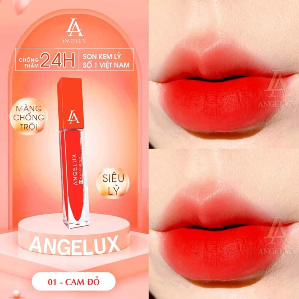 Son Kem Lì Angelux 24h Water Proof Nhiều Màu 20g Chính Hãng New 2023