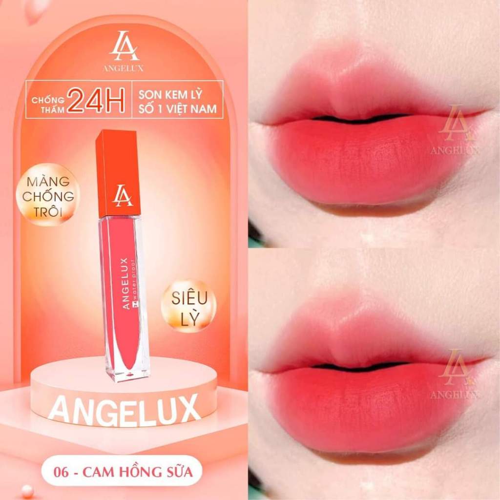 Son Kem Lì Angelux 24h Water Proof Nhiều Màu 20g Chính Hãng New 2023