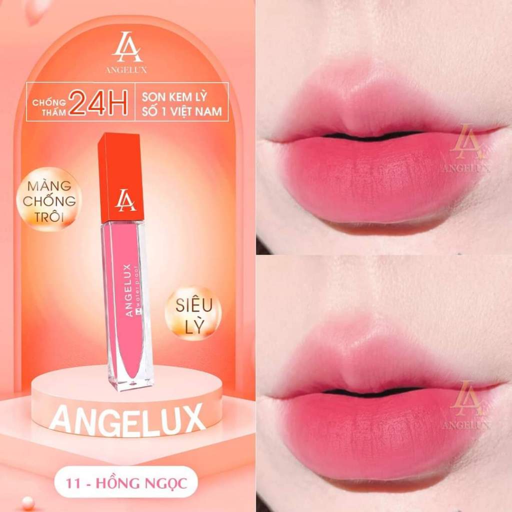 Son Kem Lì Angelux 24h Water Proof Nhiều Màu 20g Chính Hãng New 2023