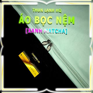Áo Bọc Nệm Thun Lạnh HQ Cao Cấp [Có Khóa Kéo] Bọc 2 Mặt Cực Kì Mịn Mát [XANH MATCHA] Ga Nệm Dây Kéo, Áo Nệm, Drap Nệm