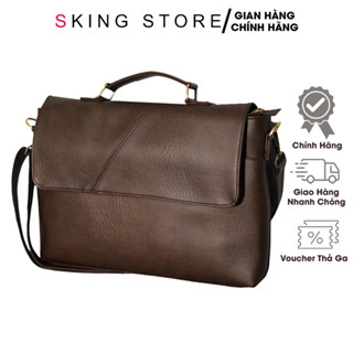  Cặp xách công sở nam túi đeo chéo da PU cao cấp size lớn đựng vừa laptop 14 inch  có video  
