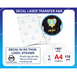 DECAL LASER TRANSFER A&B, DECAL IN ÁO A&B KHỔ A4, DECAL ÉP ÁO LASER, DECAL IN ÁO CHO MÁY IN OKI, DECAL NO CUT