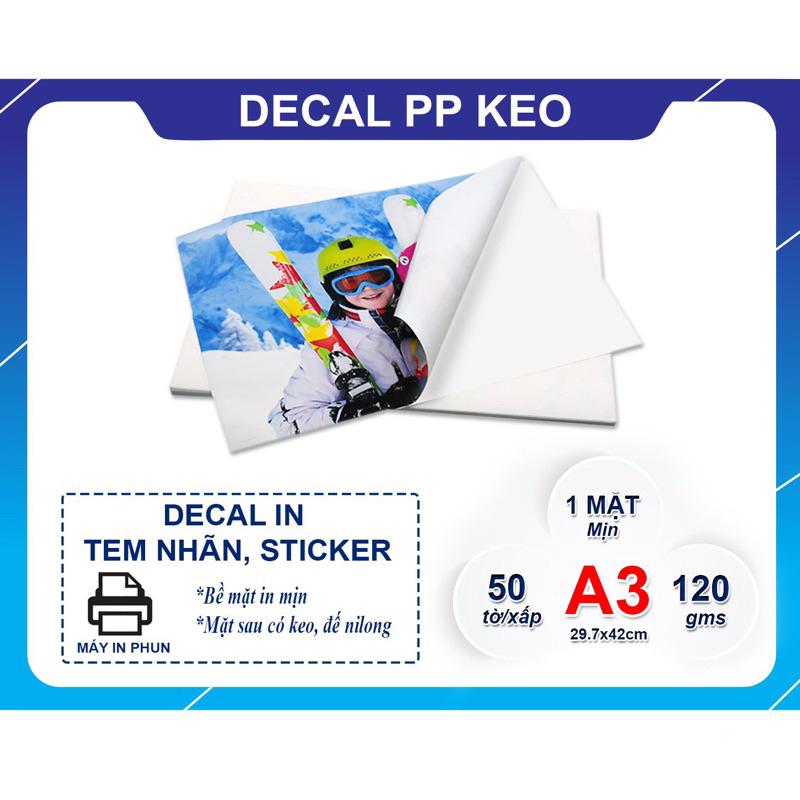 DECAL PP KEO A3( XẤP 50 TỜ)