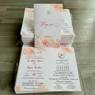 THIỆP CƯỚI HOA XANH (đã bao gồm in nội dung hoàn chỉnh)