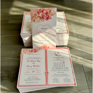 THIỆP CƯỚI HOA XANH (đã bao gồm in nội dung hoàn chỉnh)