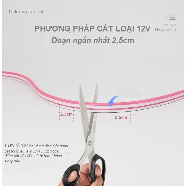 Led dây Neon 12v dài 5m,đèn led neon uốn dẻo chống nước,cuộn led neon dán dài 5m 12 vôn,dây đèn led neon flex đơn sắc