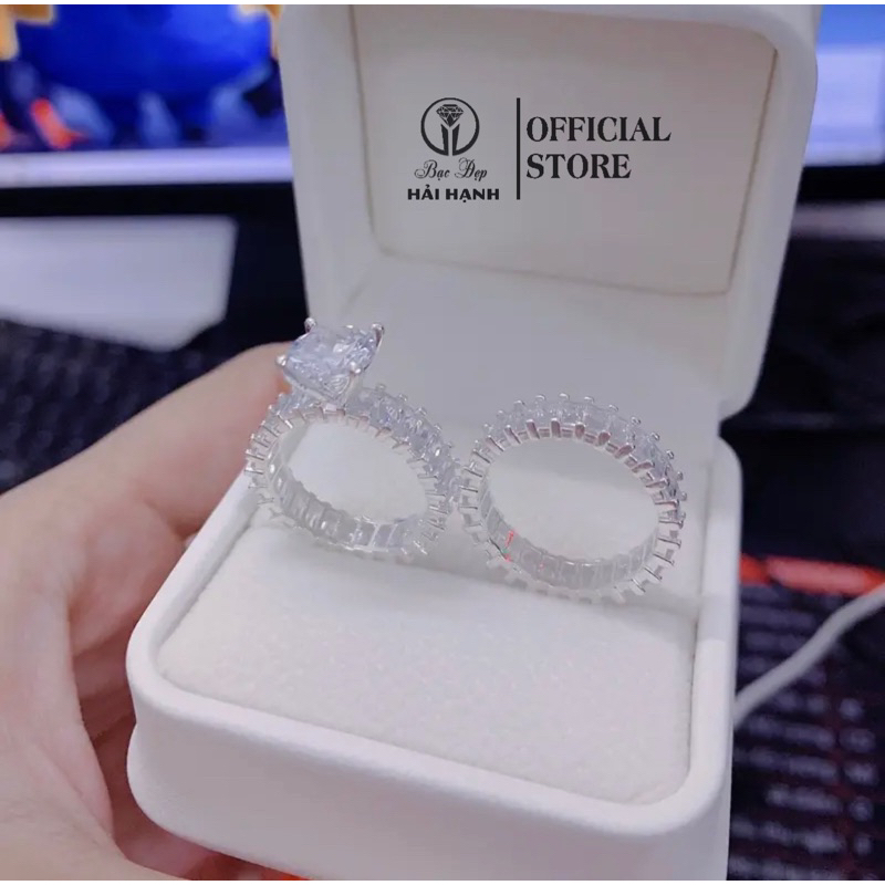 nhẫn full đá bạc ta baget HHJ