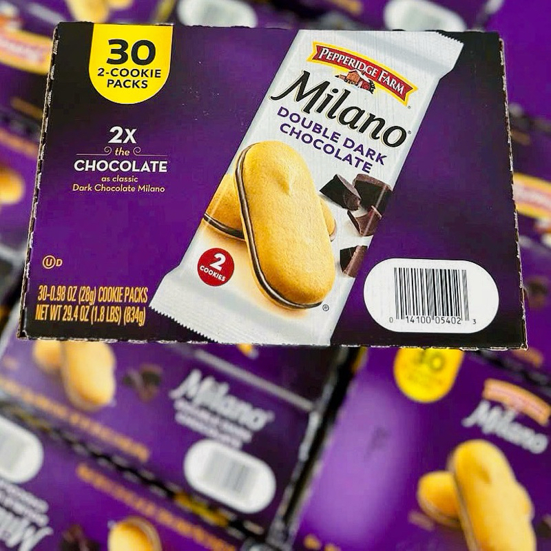 Thùng Bánh Quy Socola Đen Milano Double Dark Chocolate Cookie Packs Pepperidge Farm 834g của Mỹ