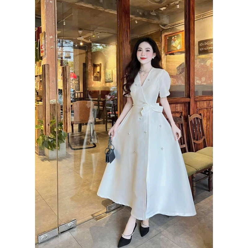 Đầm gấm Tapta đính đá