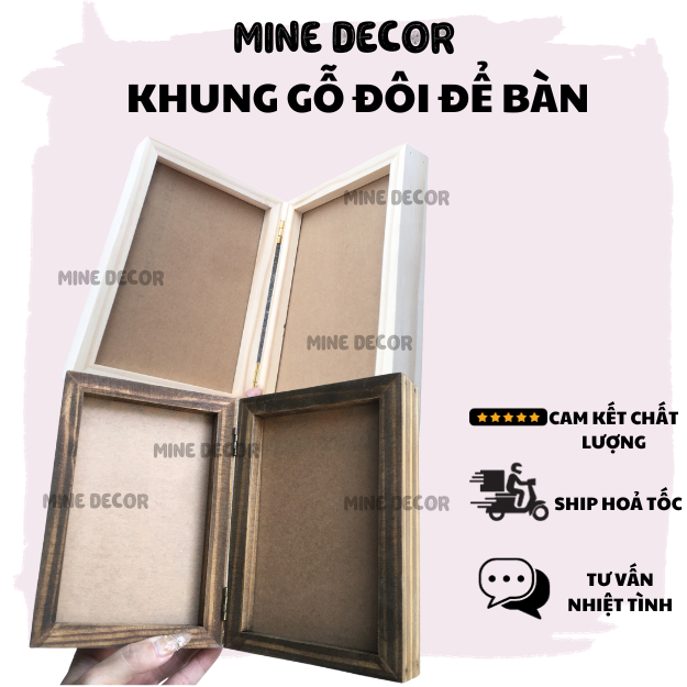 KHUNG ẢNH GỖ ĐÔI ĐỂ BÀN TRANG TRÍ