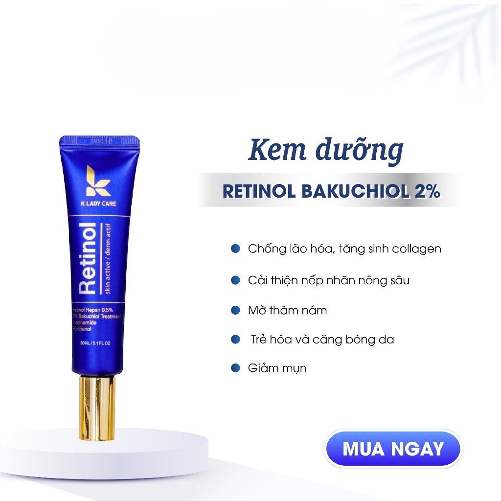 Kem Retinol Bakuchiol 2% treament K Lady Care, Chống lão hoá, mờ thâm nám, giúp trẻ hoá da căng bóng da 30ml - HÂN KOREA