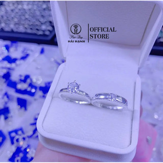 nhẫn đôi đính đá đơn giản bạc ta HHJ