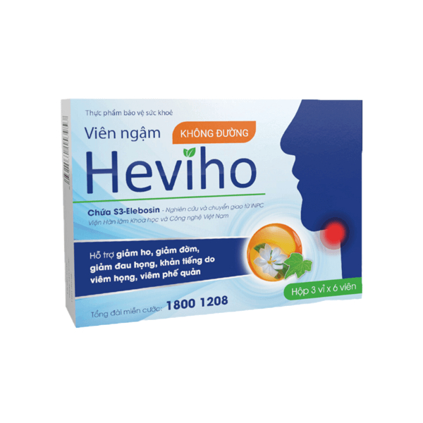 Viên ngậm Heviho hộp 18 viên – Giải pháp cho ho, đờm, đau rát họng, khản tiếng khi viêm họng, viêm đường hô hấp